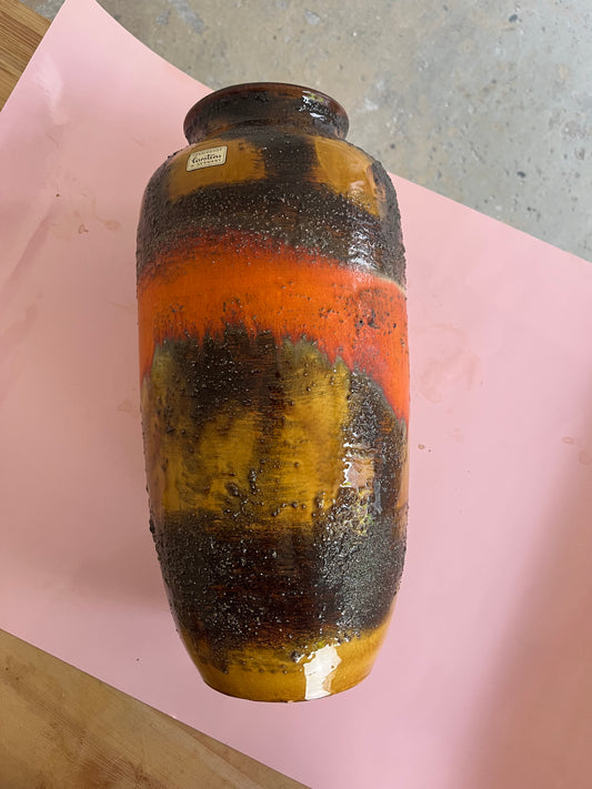 Vase 5071-38 Fat Lava orange braun von Carstens Keramik West Germany
