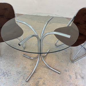 Runder Esstisch Glas & Chrom