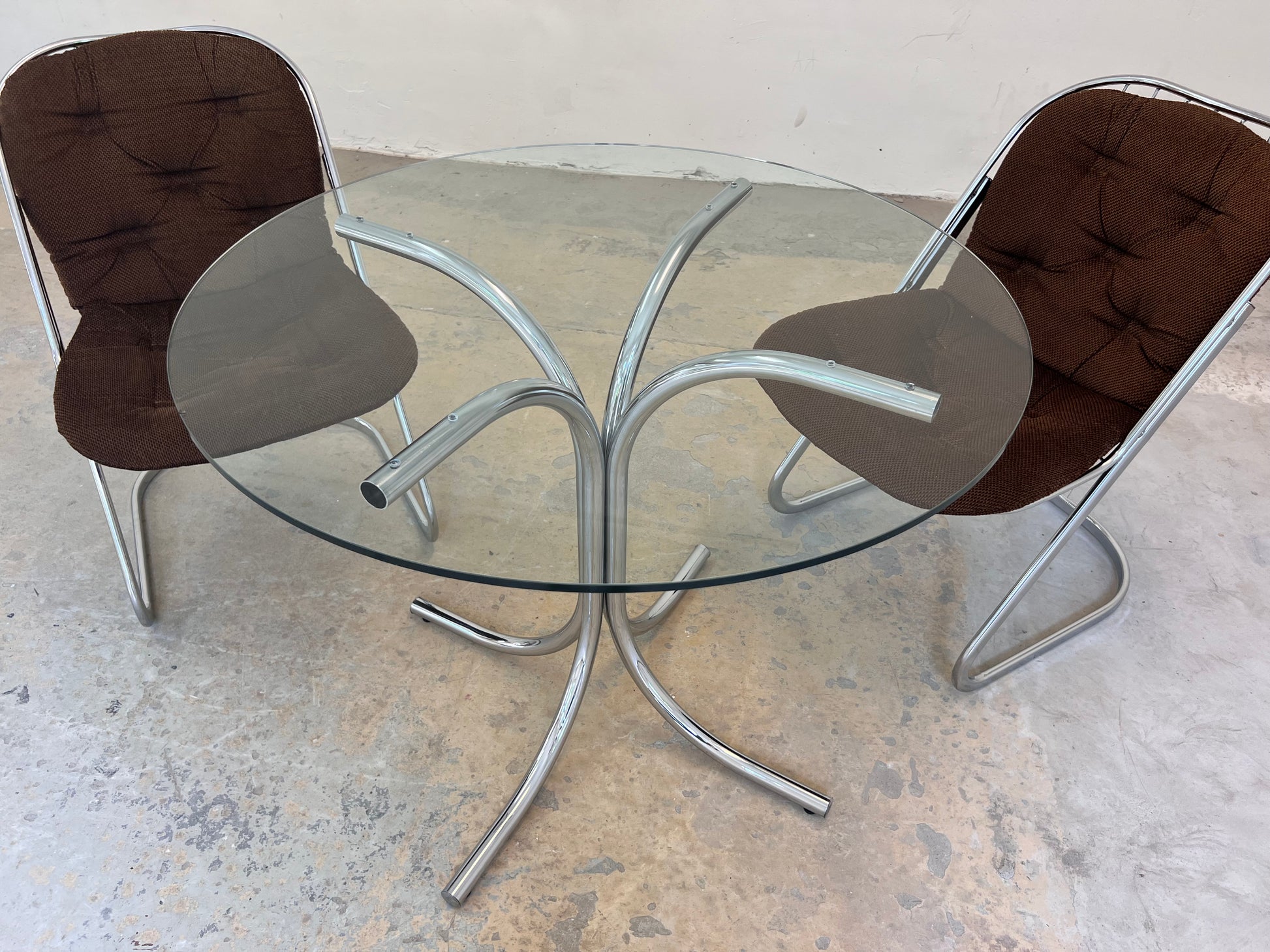 Runder Esstisch Glas & Chrom