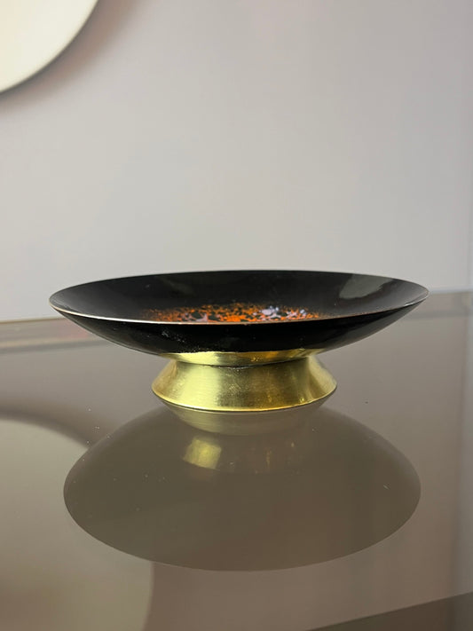 Schale orange schwarz Emaille