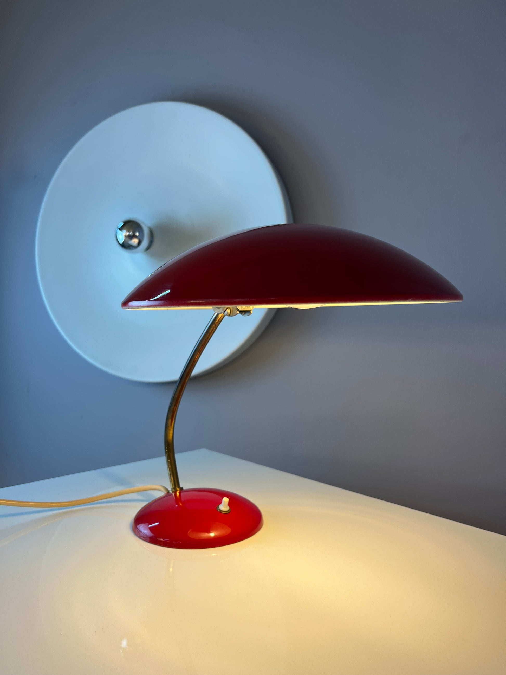 Schreibtischlampe Typ 6781 rot von Christian Dell für Kaiser Idell