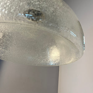 Große Hängelampe Chrom Eisglas von Herbert Proft für Glashütte Limburg