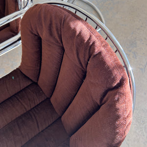 Freischwinger Chrom mit braunem Sitzkissen von Gastone Rinaldi für Rima