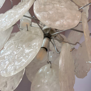 Kronleuchter weiß silber mit Arylglasplatten