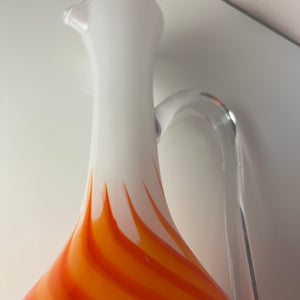 Henkelvase Opalglas mit Flammenmuster von Vetreria Artigiana Sanminiatello