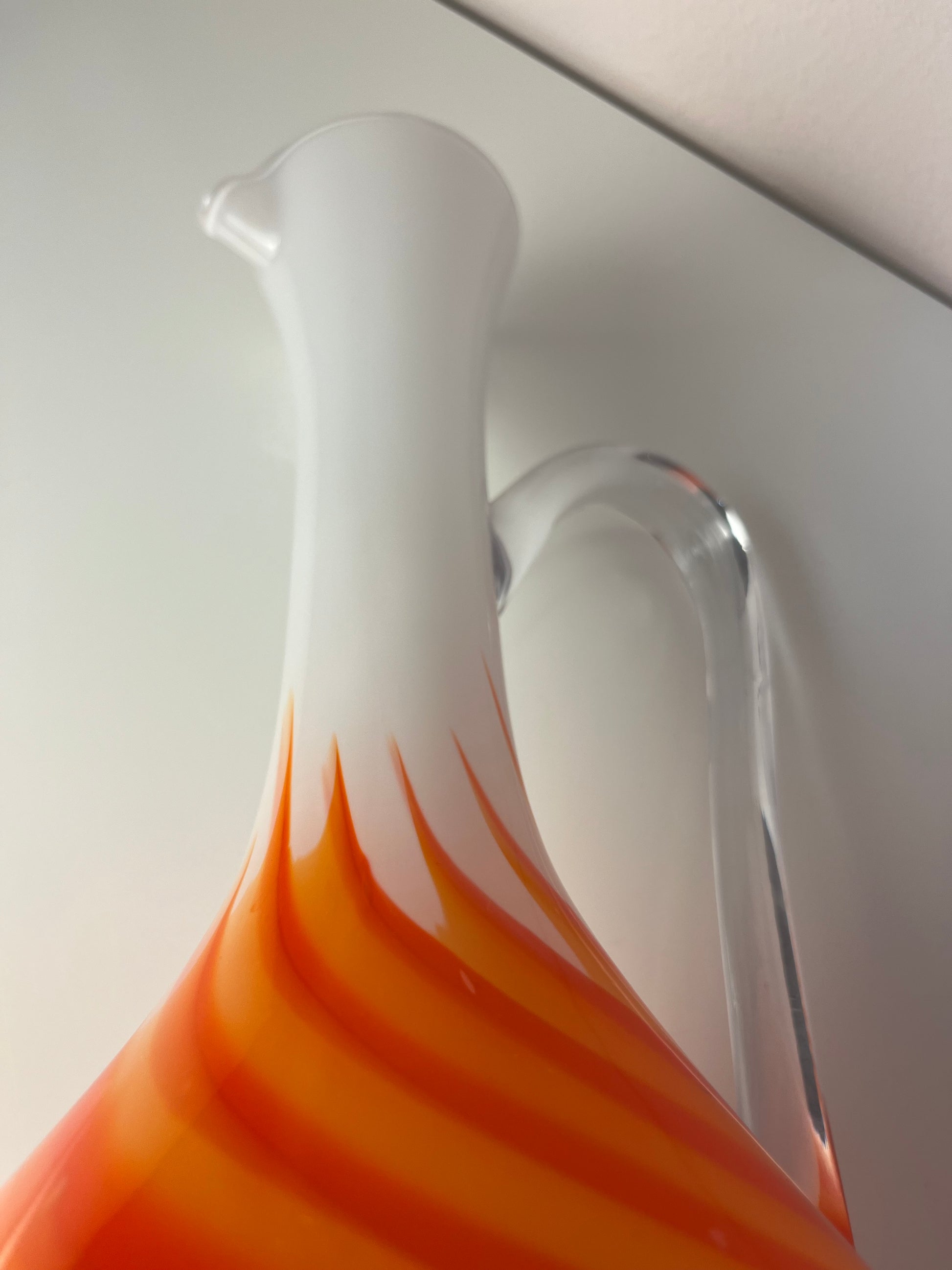 Henkelvase Opalglas mit Flammenmuster von Vetreria Artigiana Sanminiatello