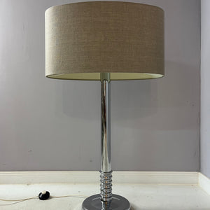 Stehlampe Chrom mit grauem Schirm