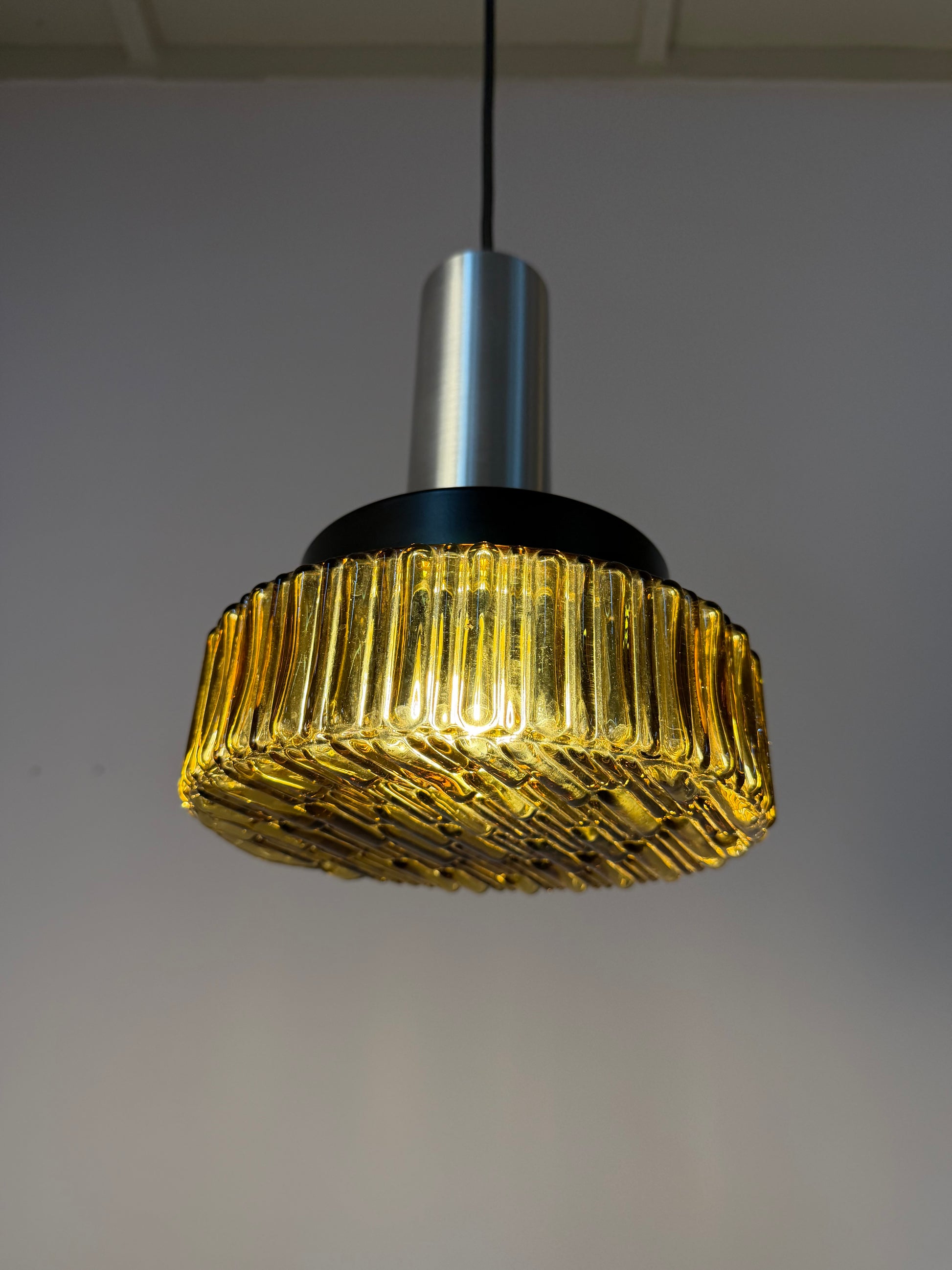 Hängelampe braun Glas Metall