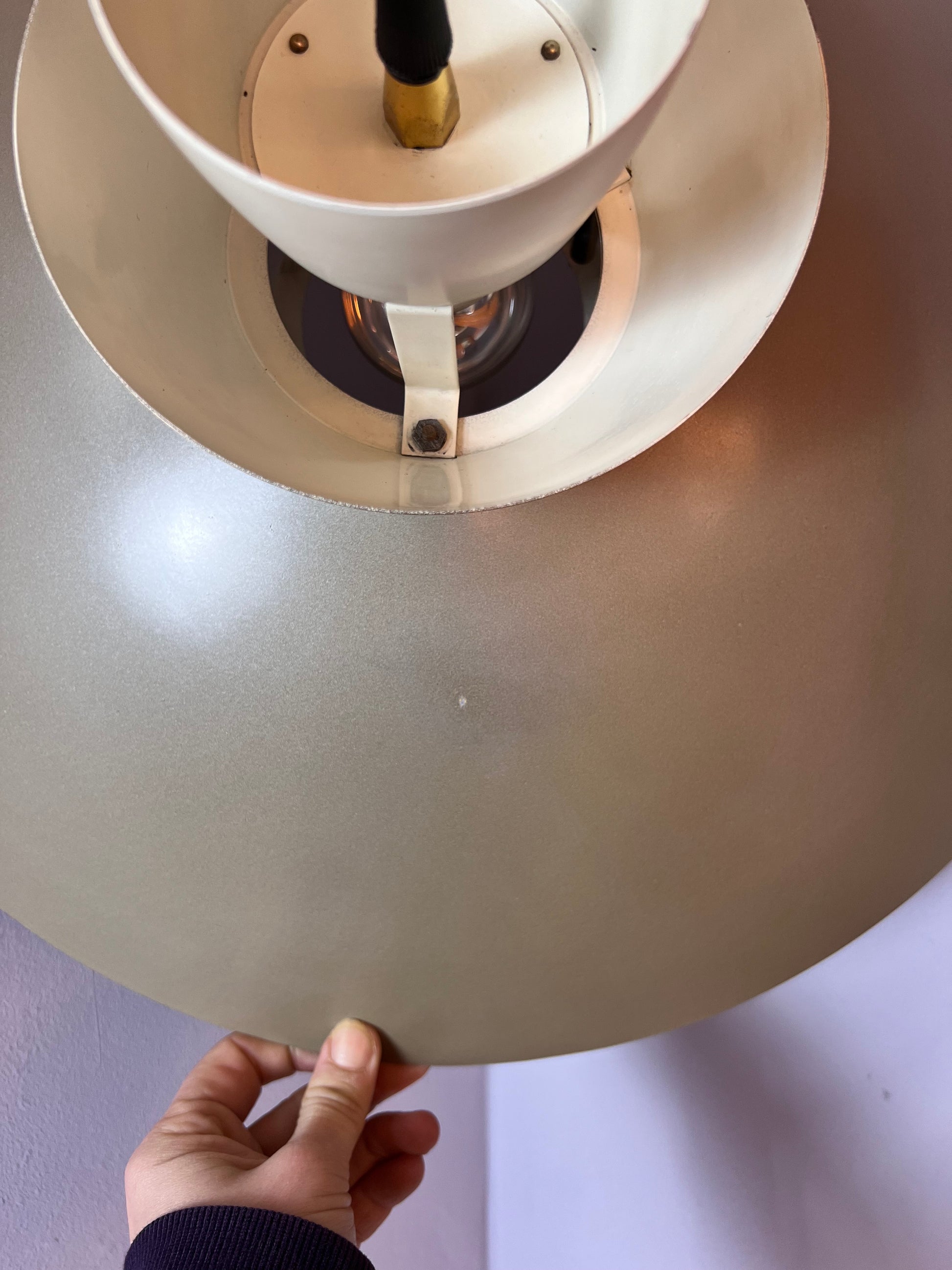 Lamellenlampe creme Messing