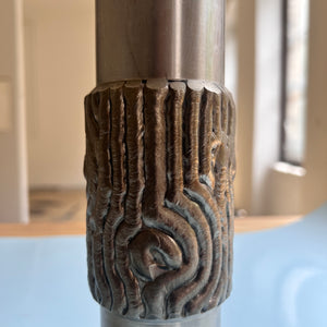 Brutalistische Vase silber Edelstahl 70er