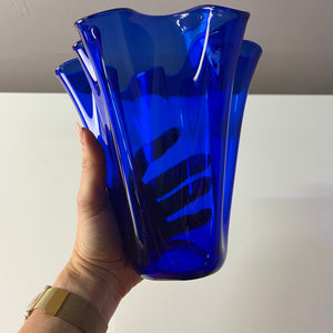 Vase Fazoletto blau Glas