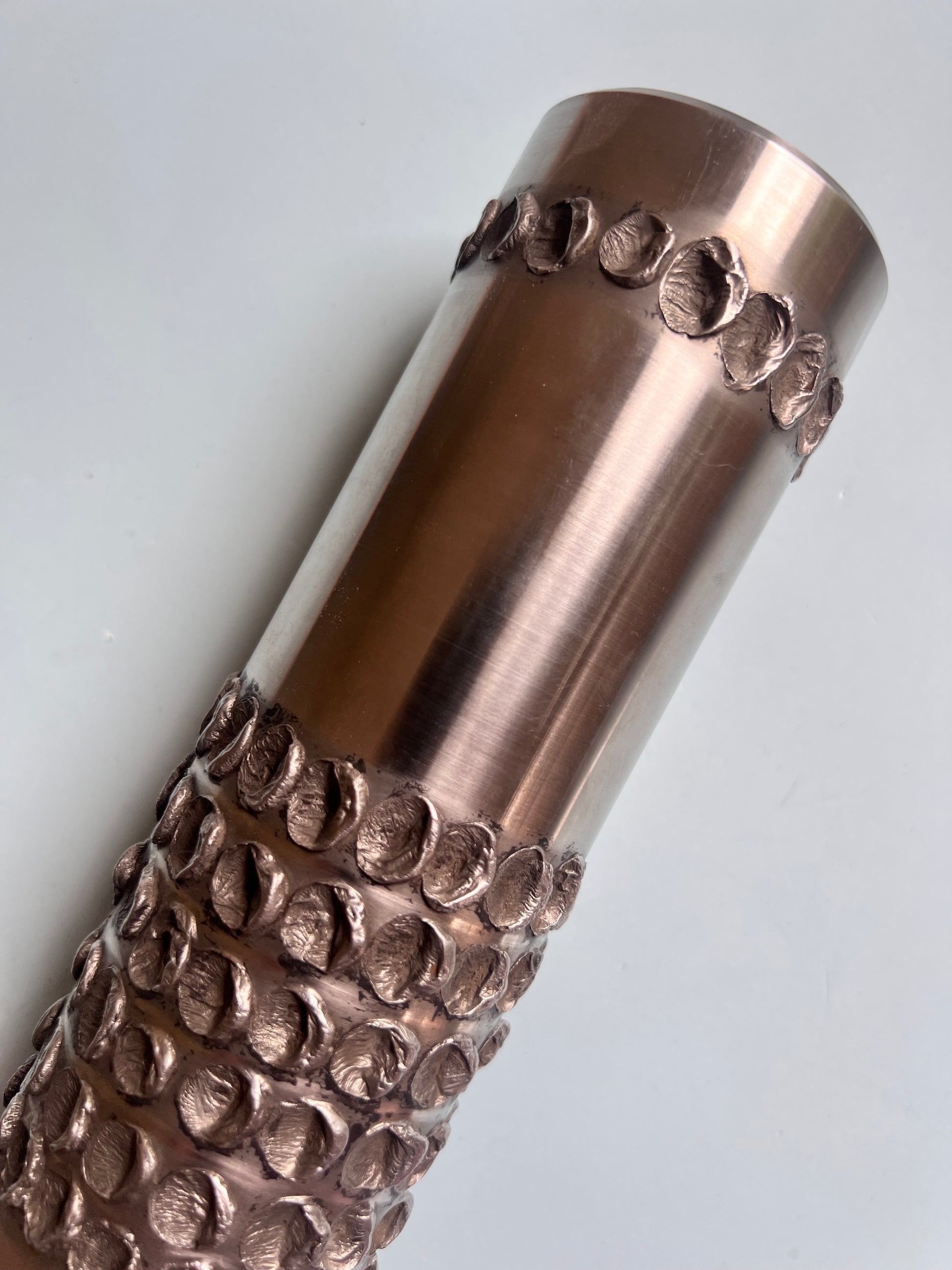 Brutalistische Vase silber Edelstahl von BMF 70er