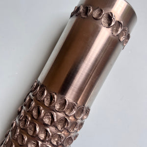 Brutalistische Vase silber Edelstahl von BMF 70er
