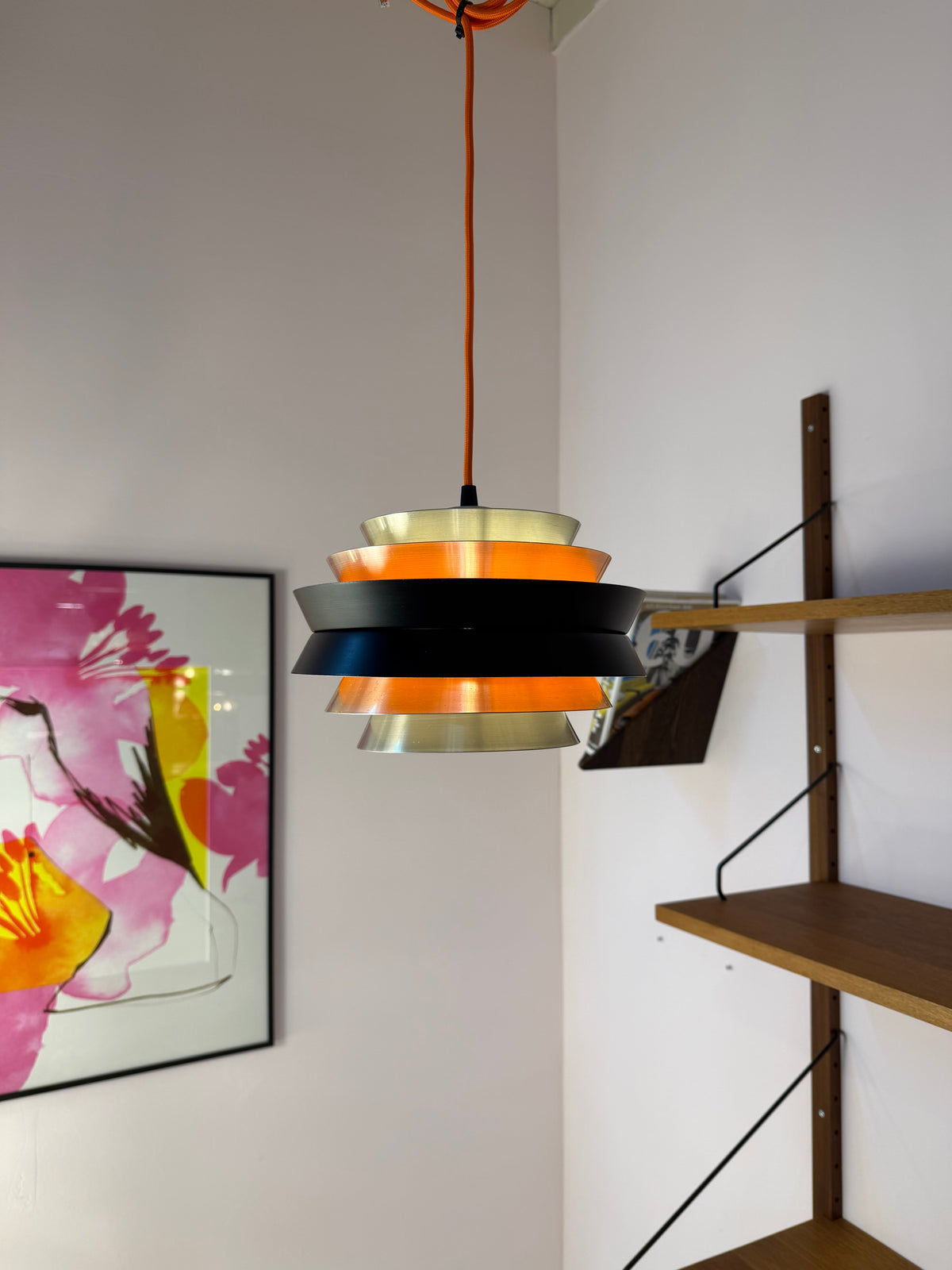 Lamellenlampe Trava silber schwarz orange von Carl Thore für Granhaga