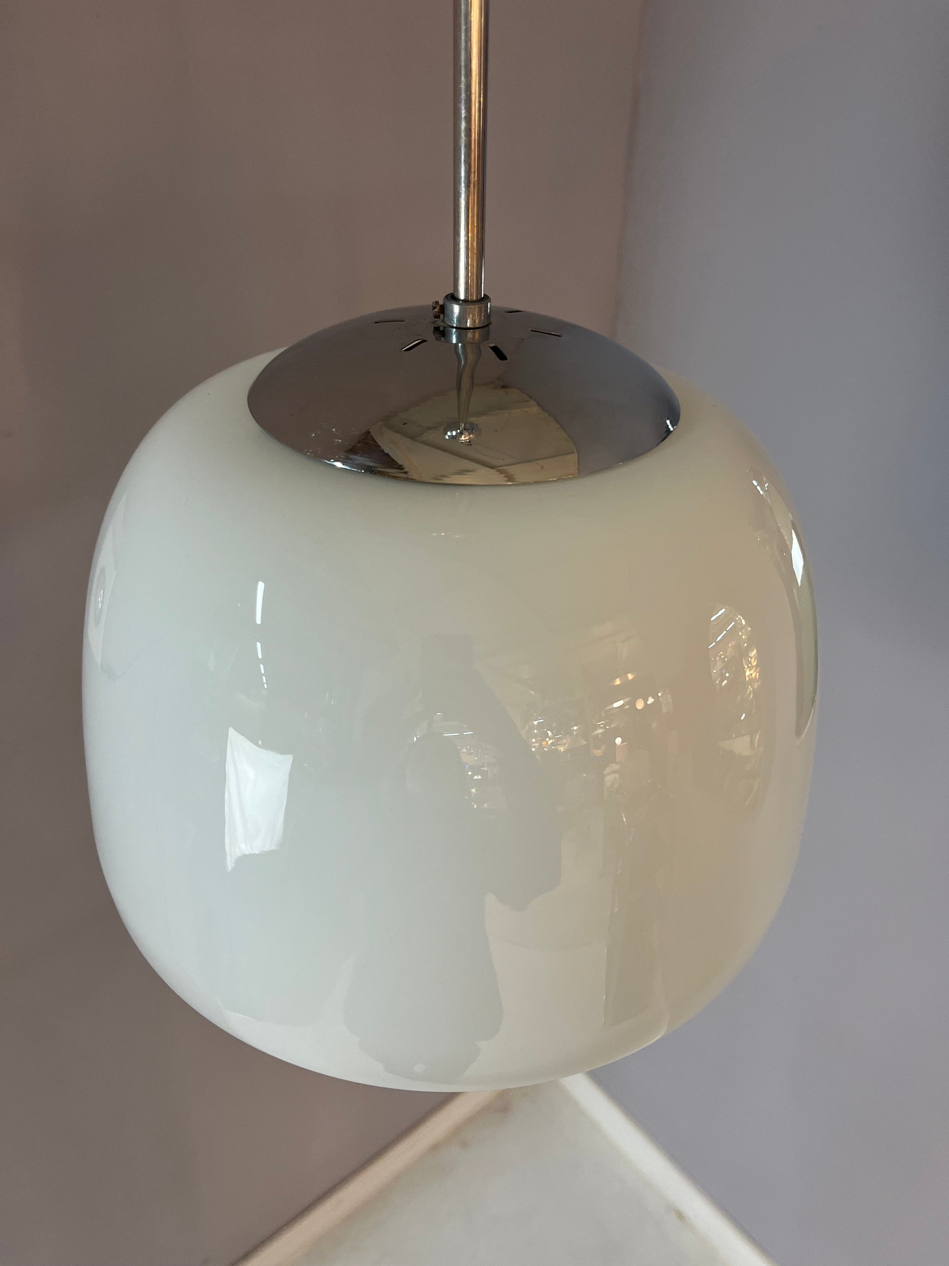 Hängelampe Opalglas Chrom