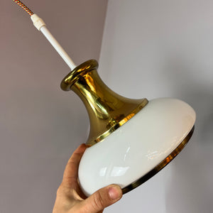 Hängelampe Opalglas Messing