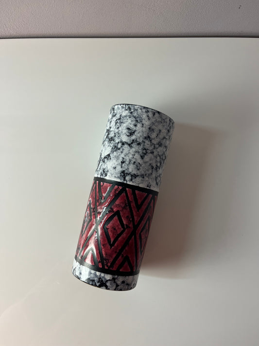 Vase 896/0 rot weiß von Strehla Keramik