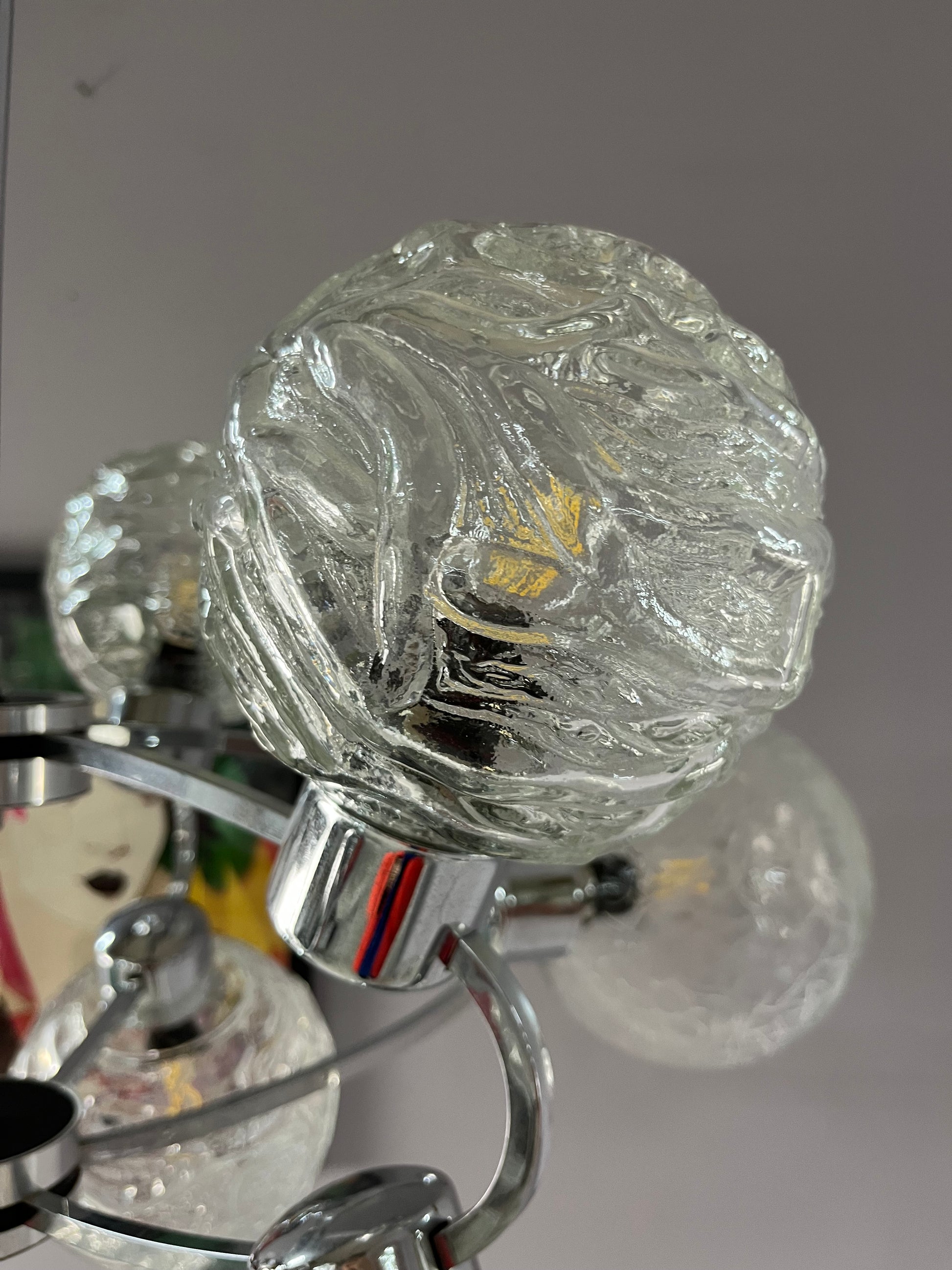 Sputnik Kronleuchter Glas Chrom
