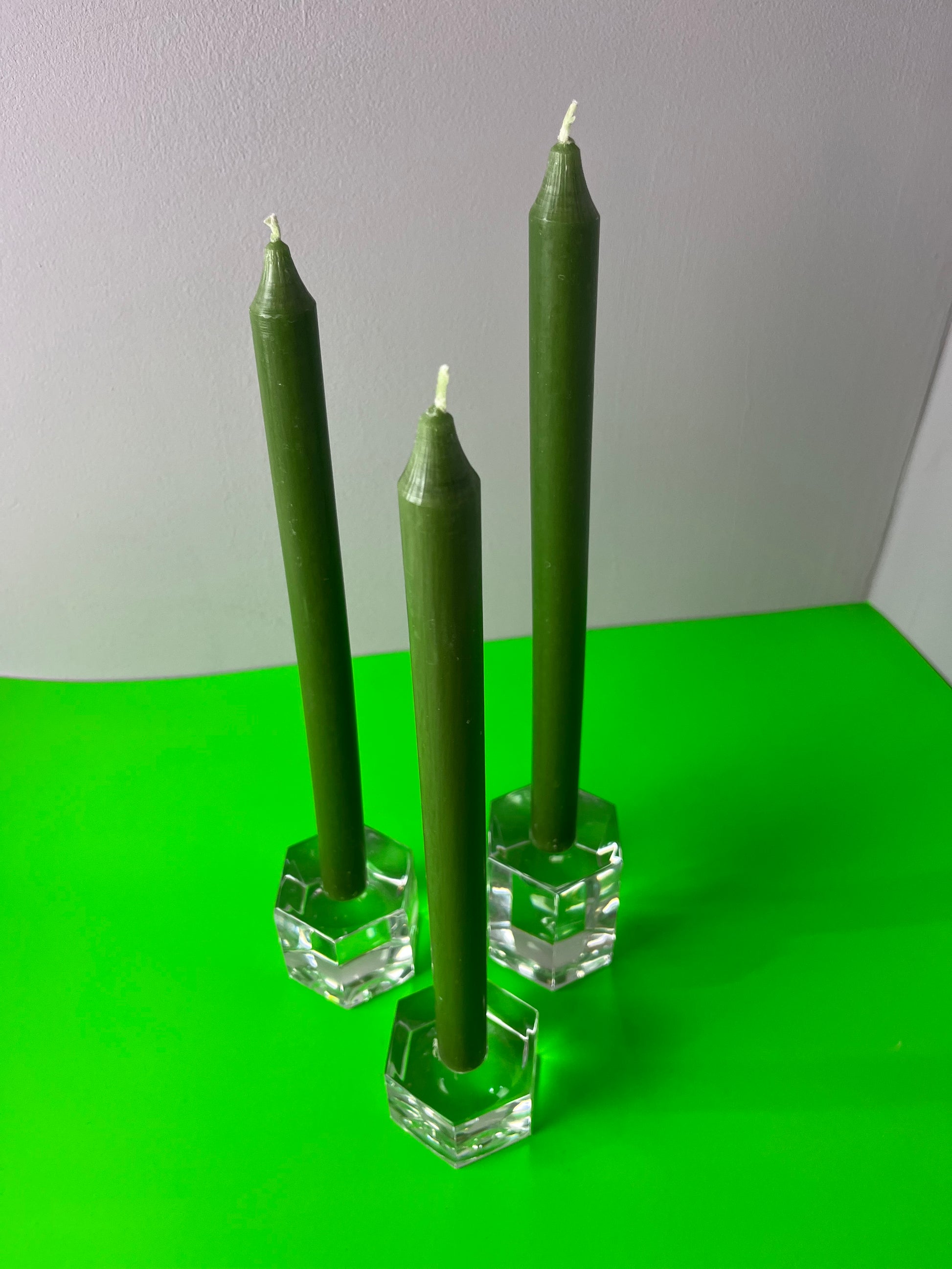 Set: Trio Kerzenständer Hexagon Glas