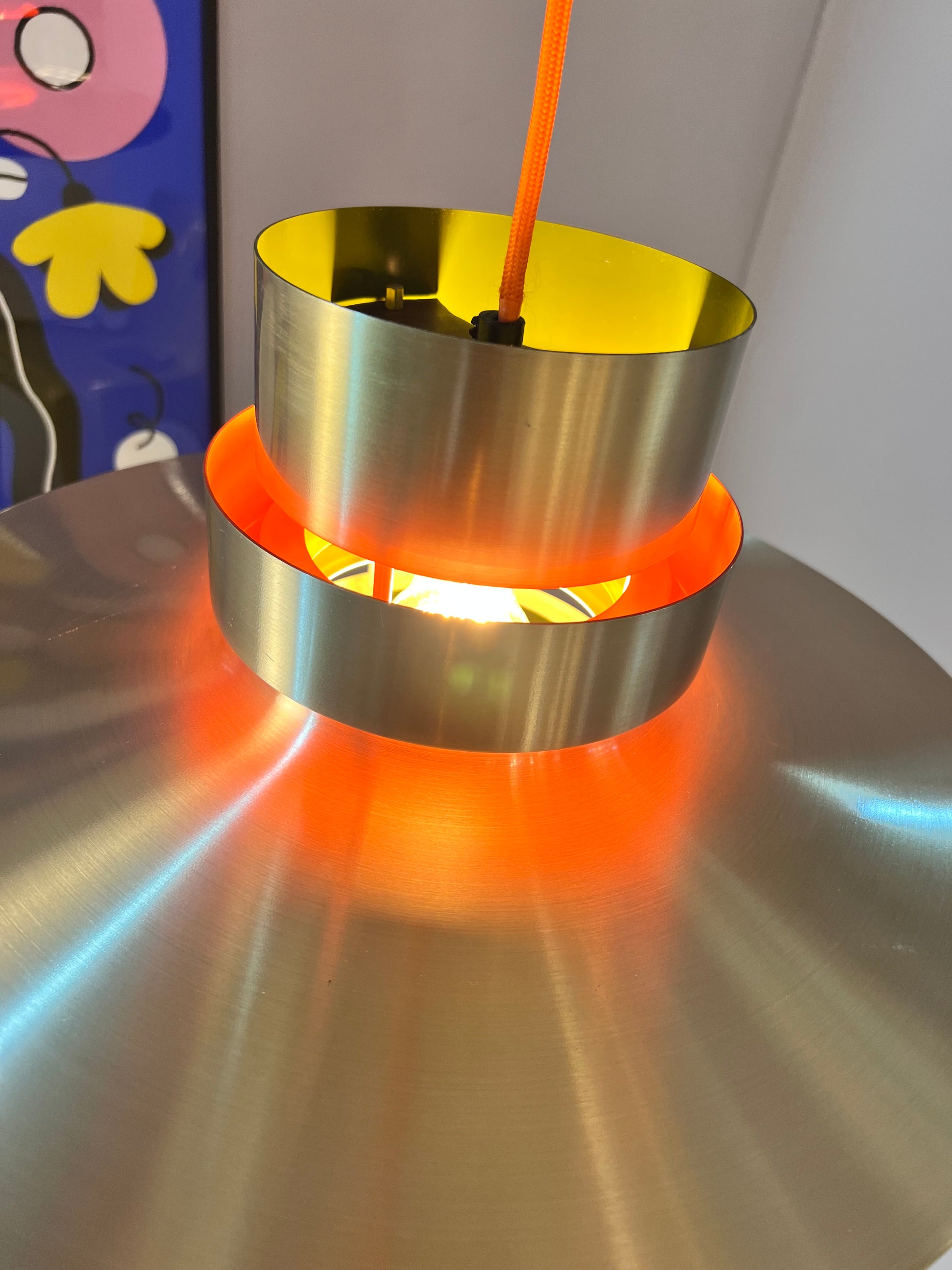Lamellenlampe Trava grün orange von Carl Thore für Granhaga