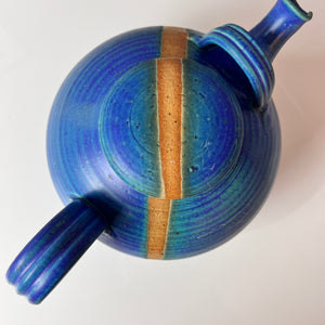 Teekanne blau Keramik aus Dänemark