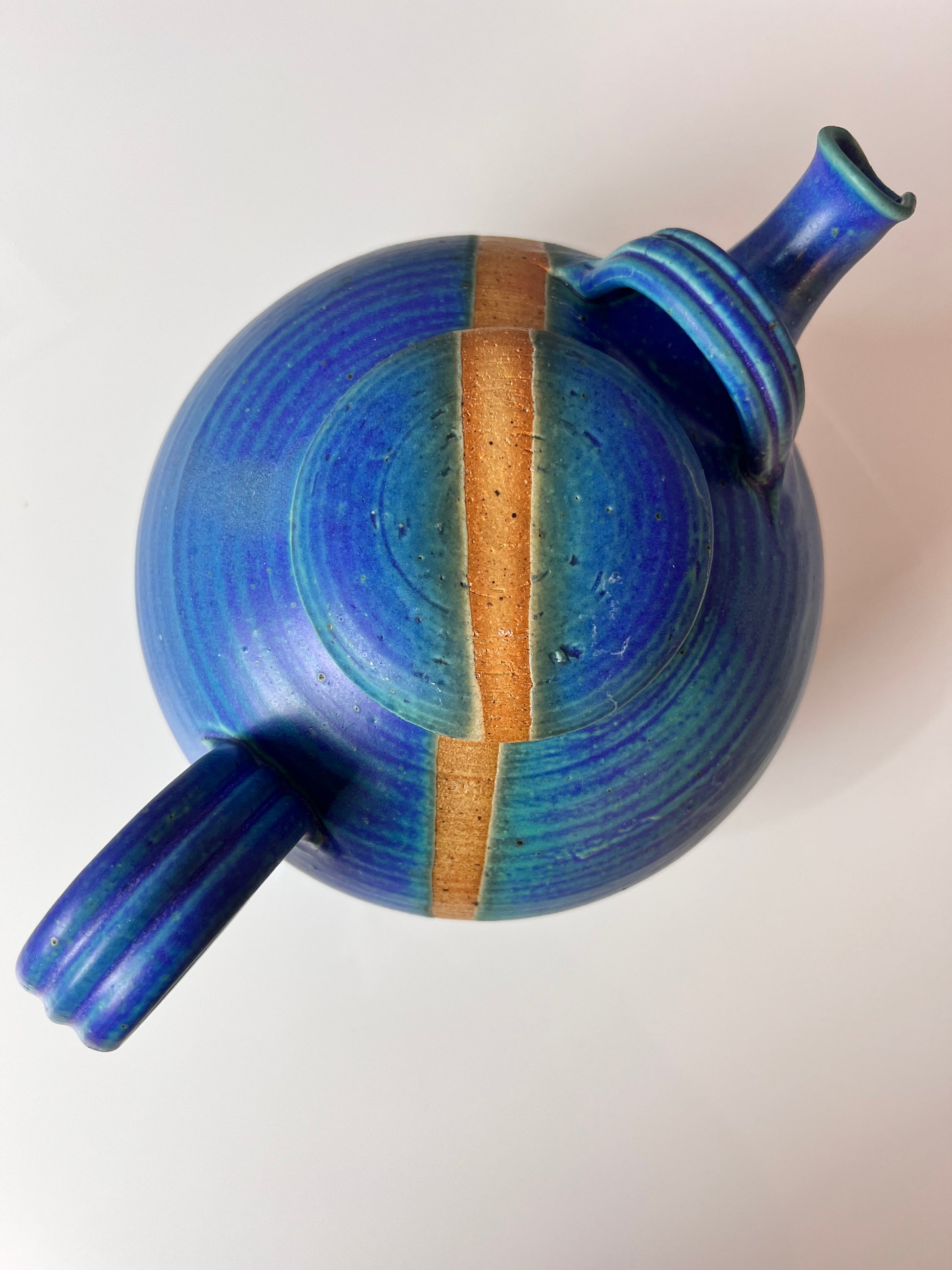 Teekanne blau Keramik aus Dänemark