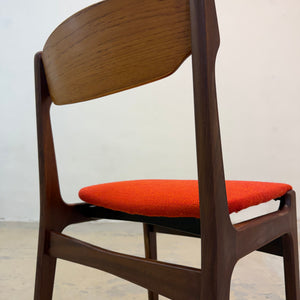 Polsterstuhl Teak orange neu gepolstert von Erik Buch