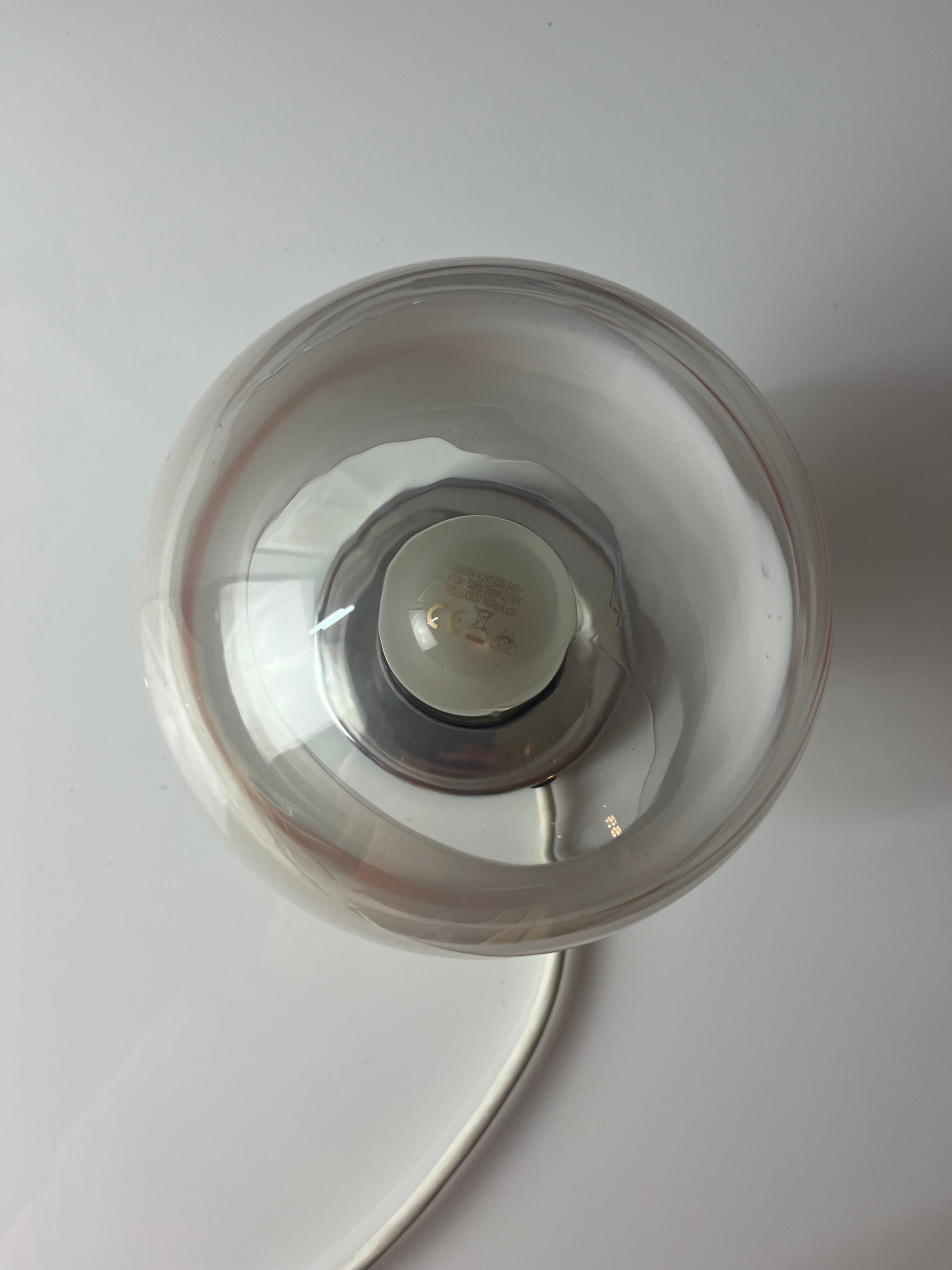 Tischlampe weiß orange Glas Chrom von Doria