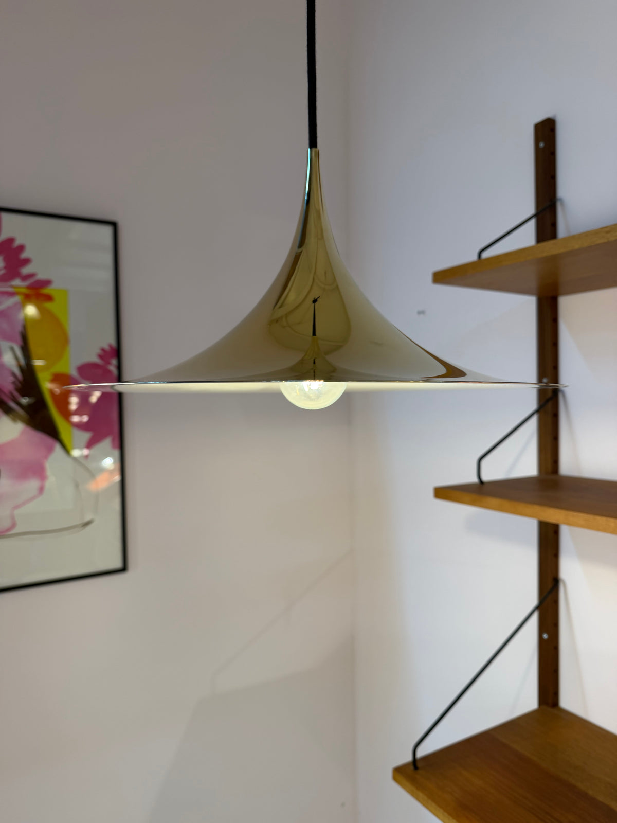 Trompetenlampe gold spiegelnd von Claus Bonderup & Torsten Thorup für Fog & Mørup
