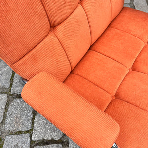 Sessel orange Cord Chrom mit Ottomane von pol international