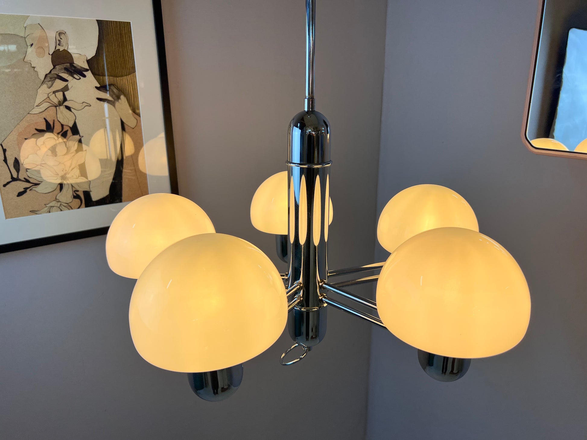 Kronleuchter Chrom Milchglas