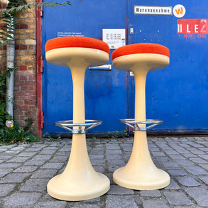Barhocker creme orange von Friedrich Stuckenbröker für Lockhausen Plastik
