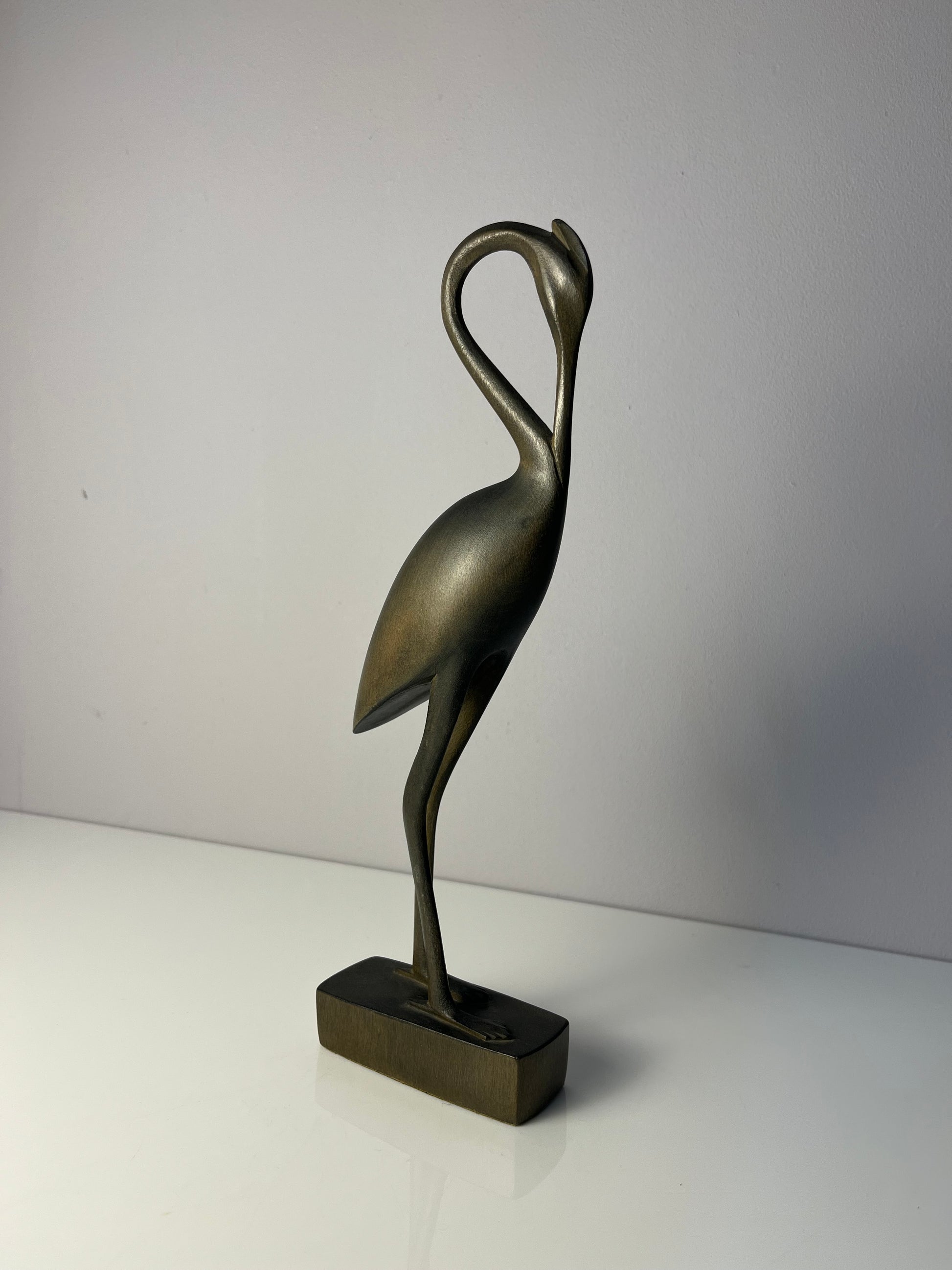 Kranich graugrün Holz aus Dänemark