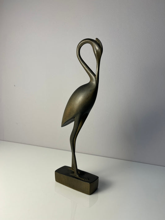 Kranich graugrün Holz aus Dänemark