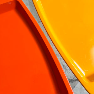 Set: 2x Tabletts orange gelb aus Hong Kong 70er