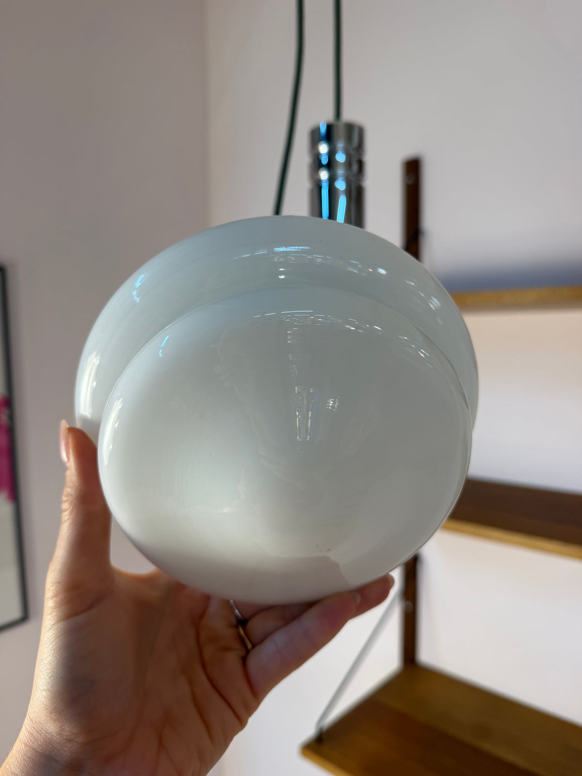Hängelampe weiß Chrom Glas