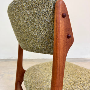Polsterstuhl grün Teak neu gepolstert von Erik Buch
