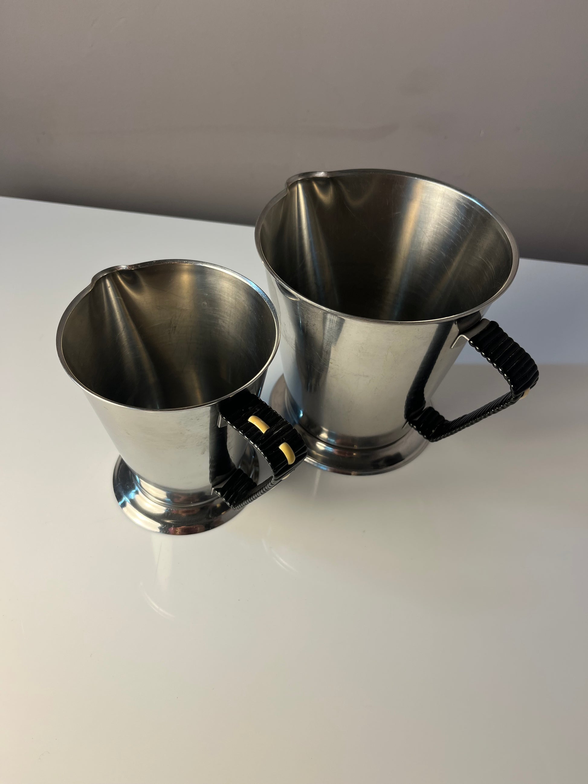 Set: 2x Kanne Edelstahl mit Webgriff aus Dänemark