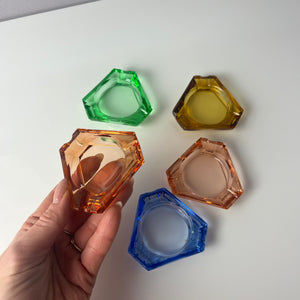 Set: 5 Aschenbecher pastell Glas