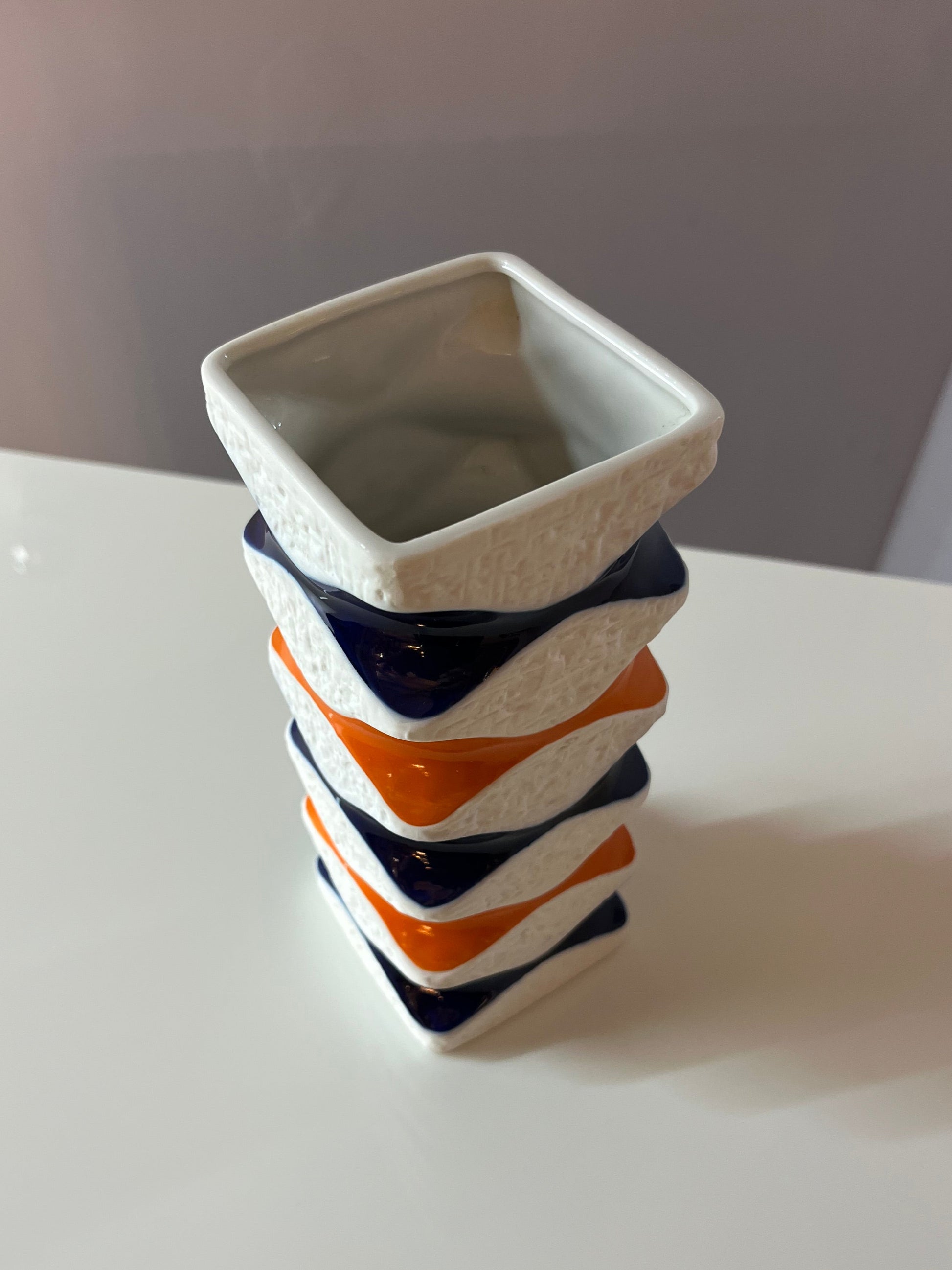 Vase 640/2 orange blau von Royal Porzellan Bavaria KPM