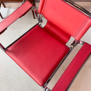 Chrom-Sessel rot aus Dänemark