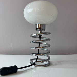 Spiral-Tischlampe Glas & Chrom Ingo Maurer für HONSEL