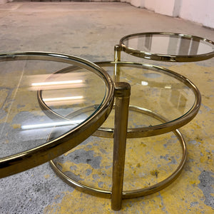 Runder Couchtisch Messing Glas mit drehbaren Tischplatten
