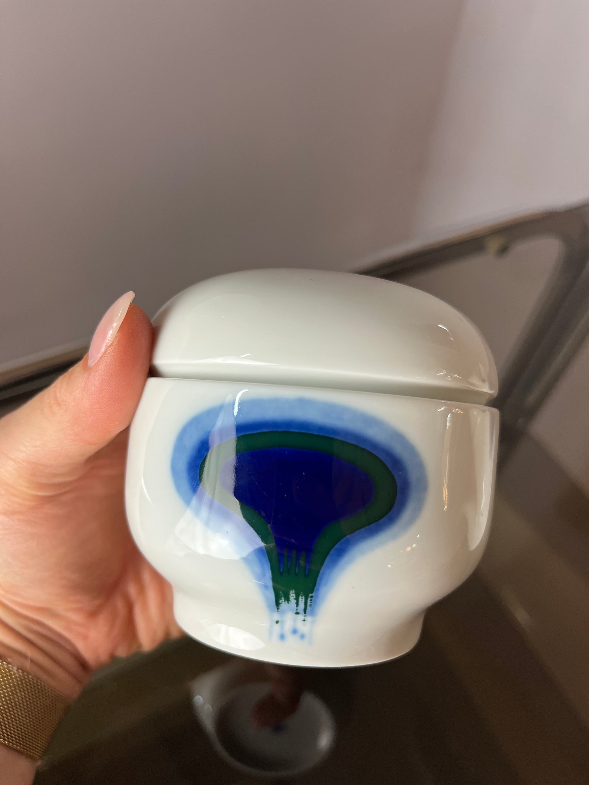 Set: Teekanne und Zuckerdose Form F PoP Art blau weiß von Fürstenberg