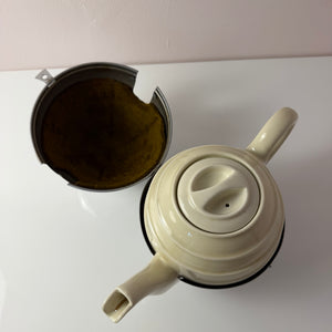 Teekanne Porzellan mit Chrom Thermohülle von Bauscher D.R.P.