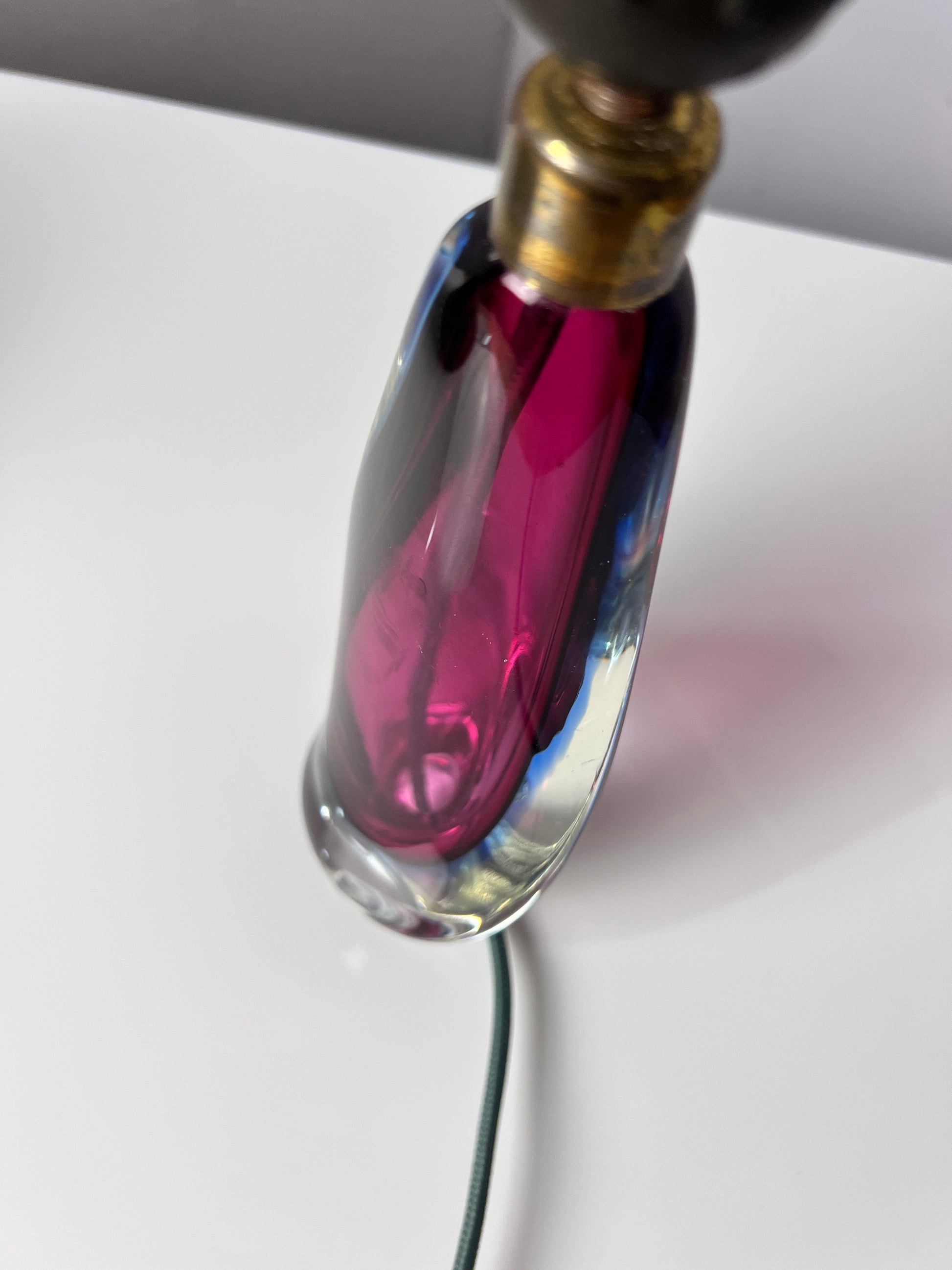 Tischlampe lila blau Muranoglas