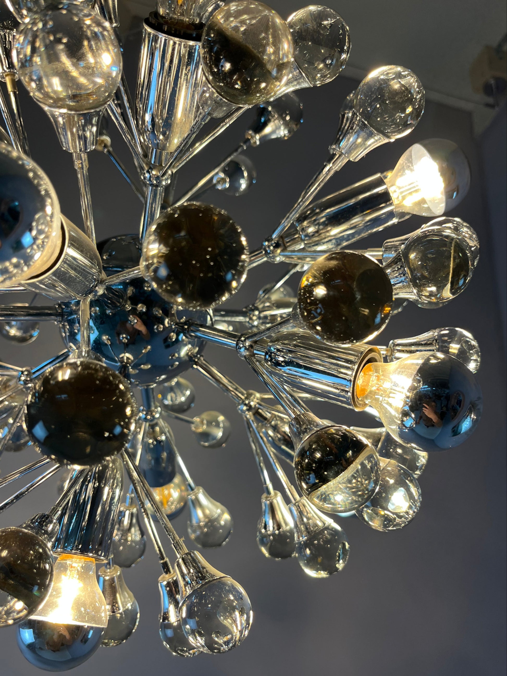 Sputnik Kronleuchter Chrom Glas aus Italien