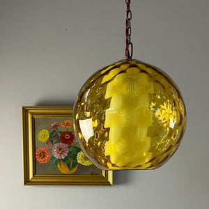 Kugellampe gelb Glas mit Kette aus Dänemark