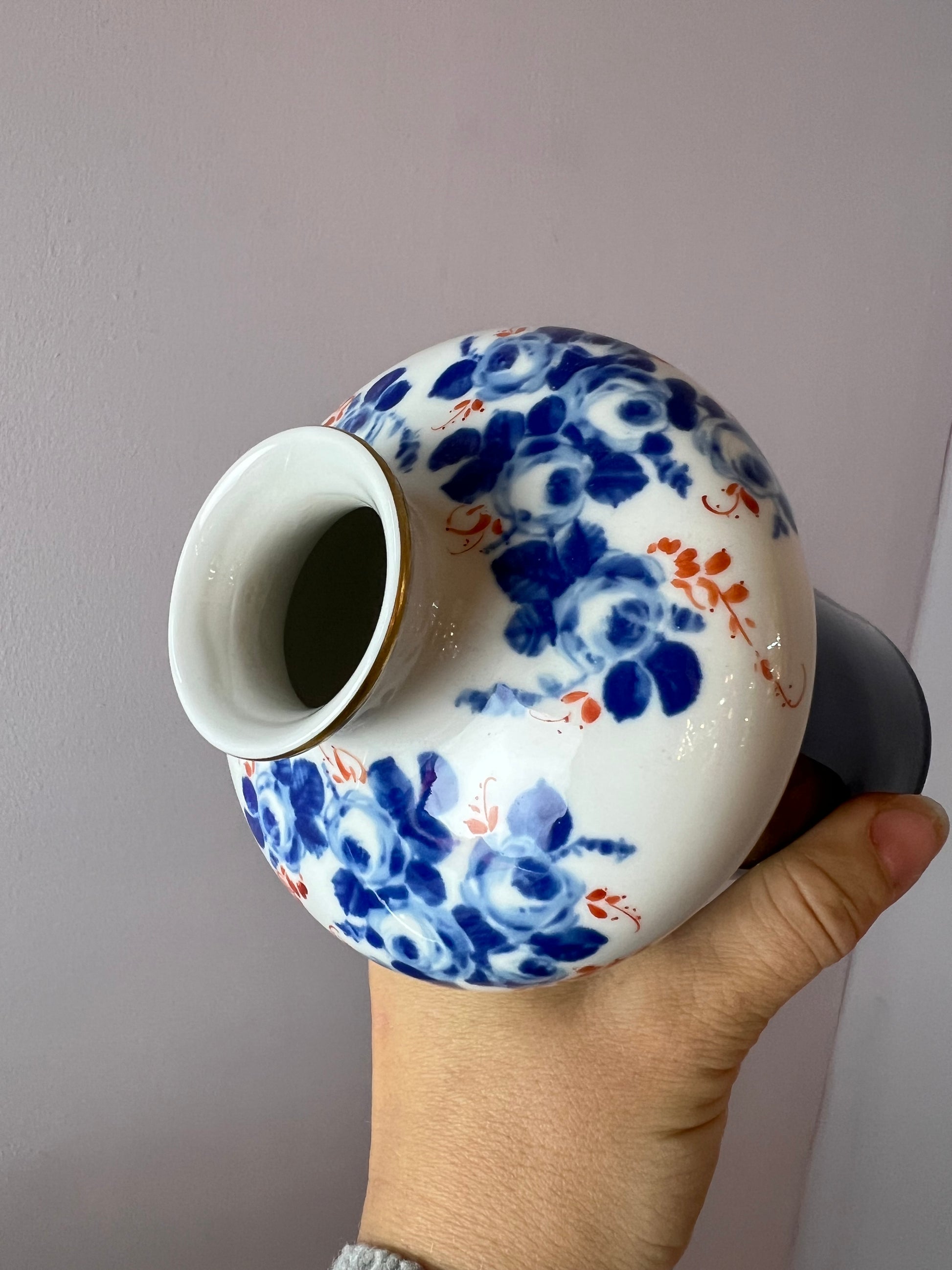 Vase blau weiß Porzellan von Unterweissbach