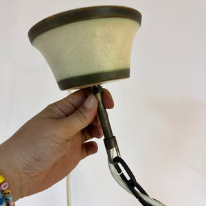 Hängelampe creme grün Keramik mit Kette & Baldachin